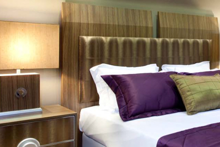 Image of a hotel room on Bay Lighting's website