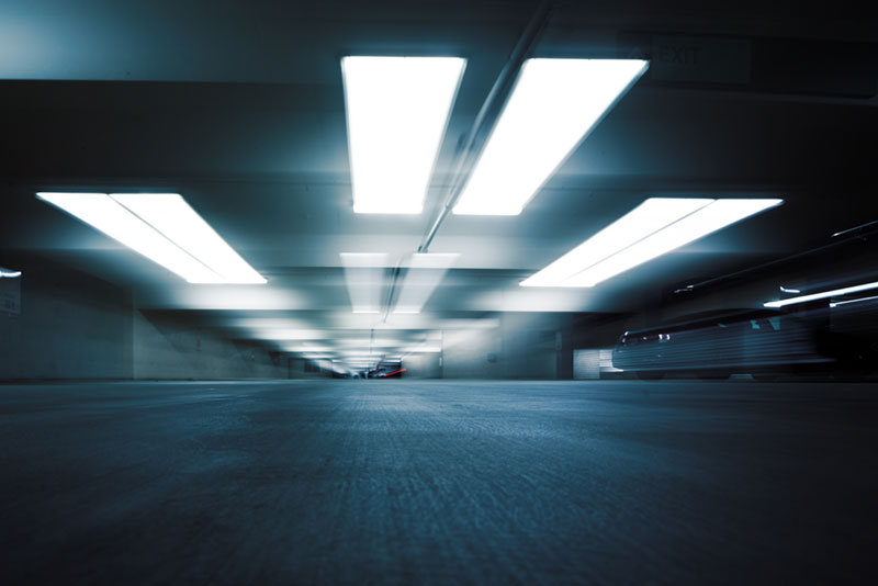 Image of parking garage lighting on Bay Lighting's website