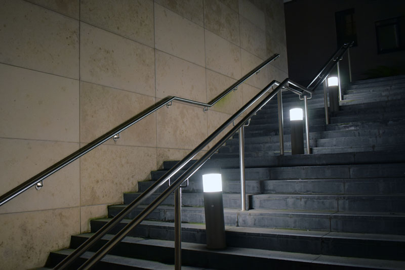 Image of a stairwell on Bay Lighting's website