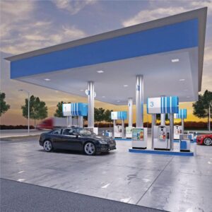 Image of a gas station on Bay Lighting's website