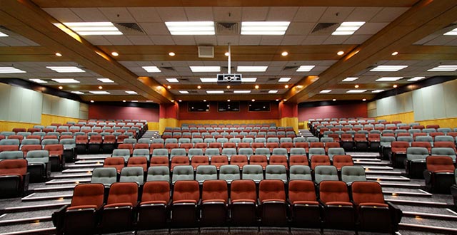 Image of a theater with theater light fixtures on Bay Lighting's Maryland commercial lighting website