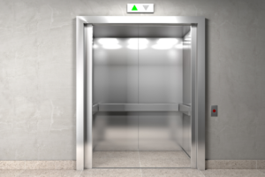Image of a well-lit elevator on Bay Lighting's website